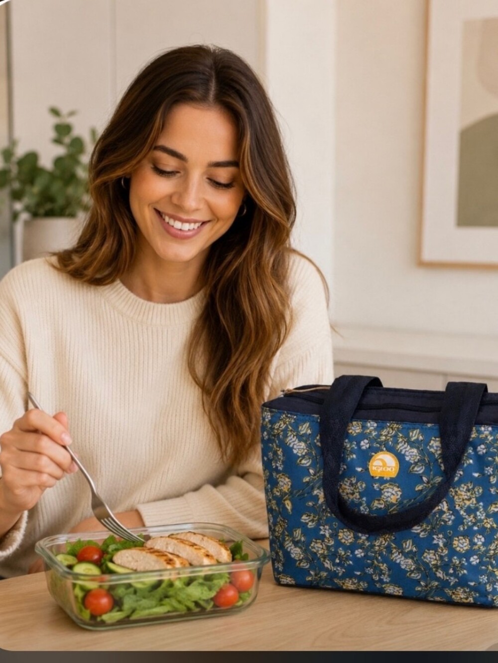 Igloo Blue Floral Insulated Cooler Tote Lunch Bag